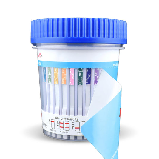 12 Panel Now 10-panel kit cups with easy-to-read results for quick screening.