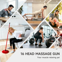 16-head massage gun fast charging battery for longer sessions.