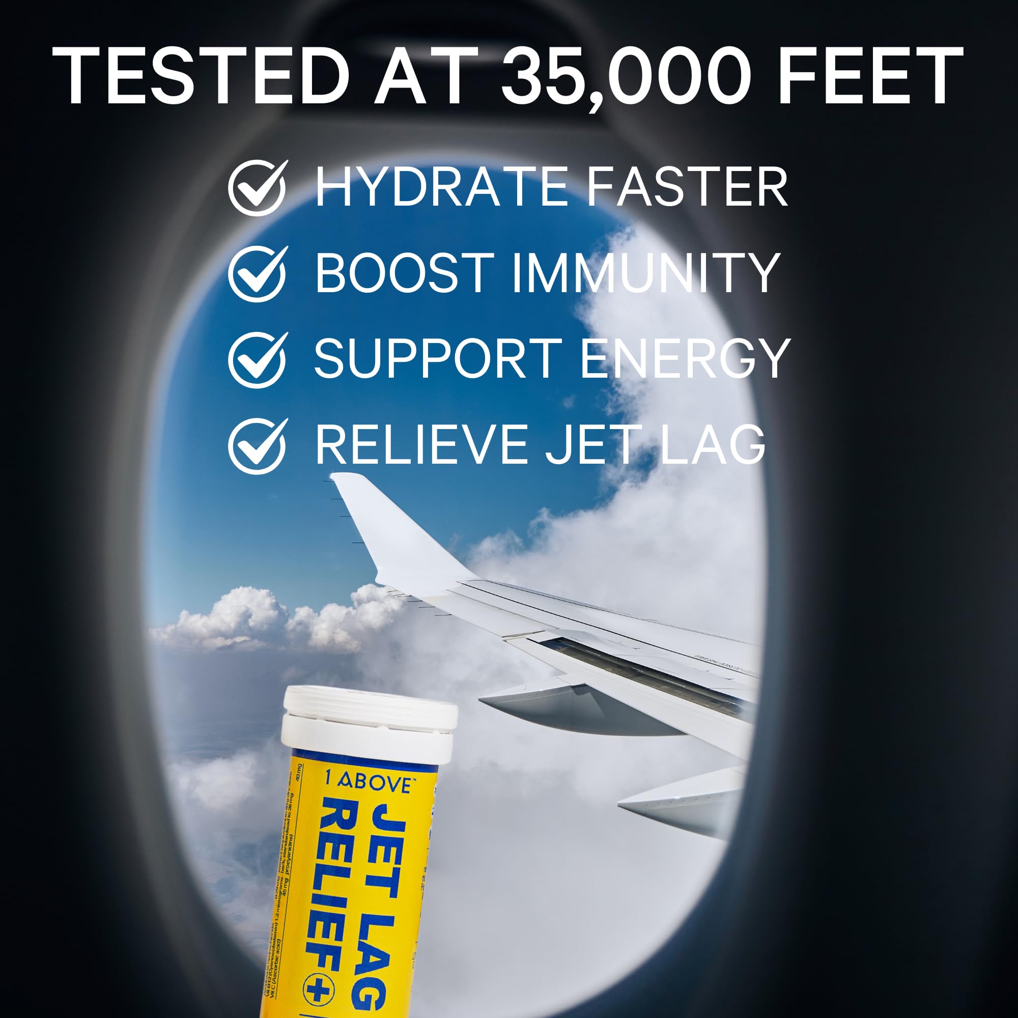 Dissolving 1ABOVE tablets in water for quick hydration during travel