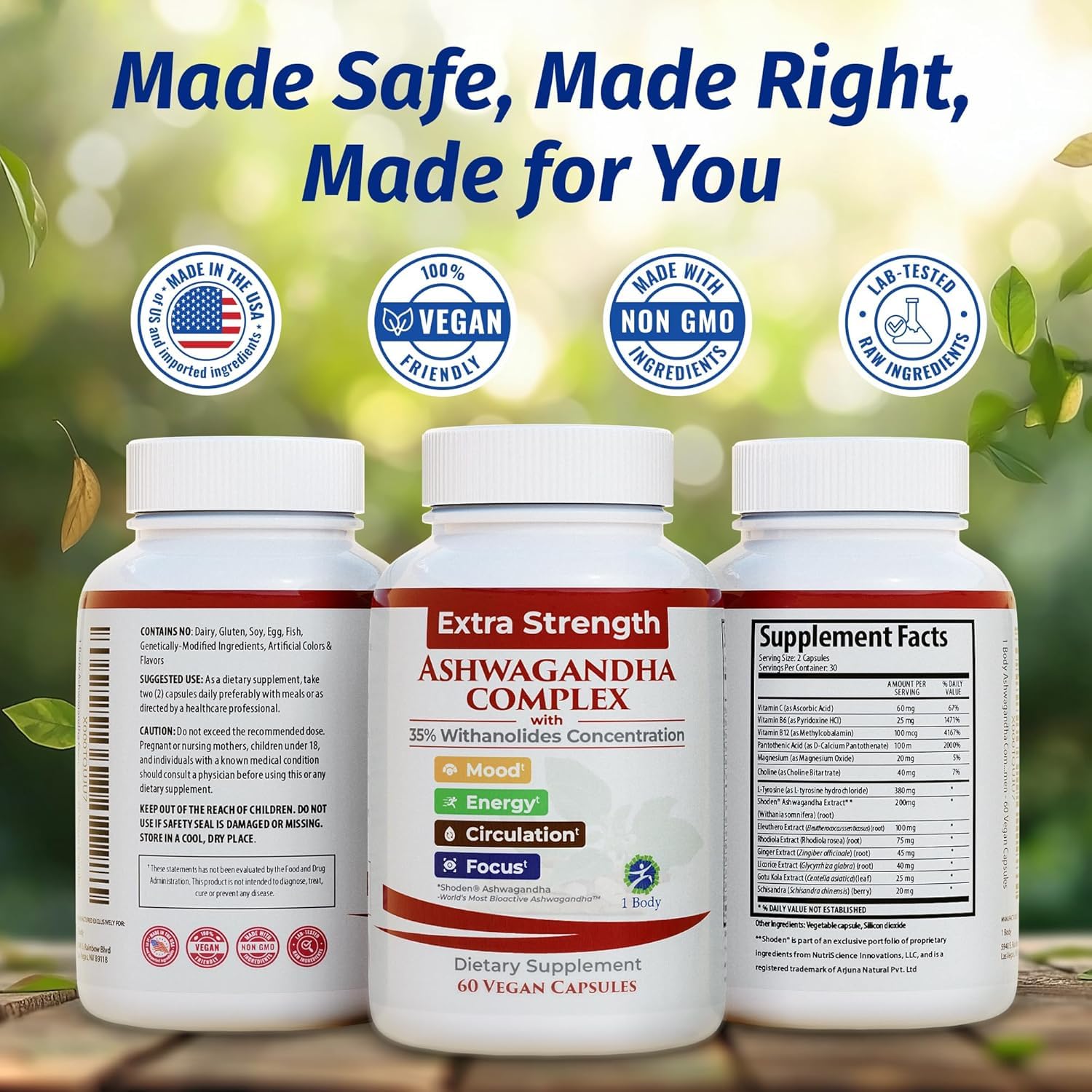 1 Body Ashwagandha Complex on shelf packaging