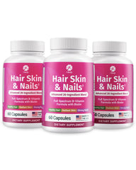 1 Body Hair Skin Nails bottle containing the daily vitamin complex for hair and nails support.
