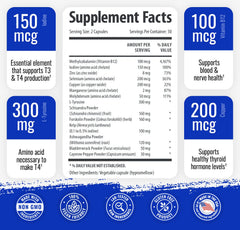 1 Body Thyroid Support nutrition panel highlights B12, iodine, zinc, and selenium