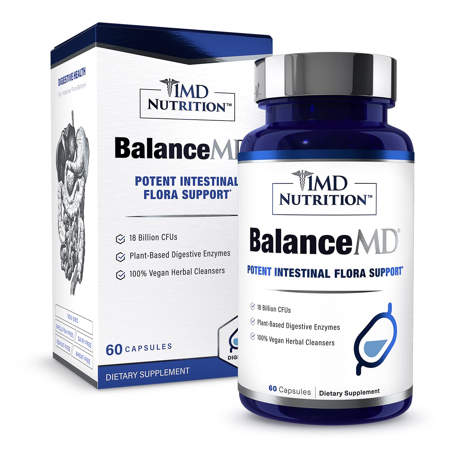 1MD BalanceMD Vaginal Probiotics bottle front shows balance support potential.