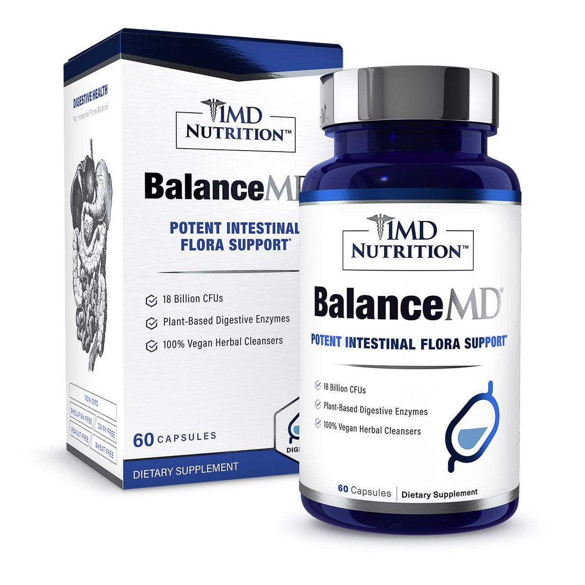 1MD BalanceMD Vaginal Probiotics bottle front shows balance support potential.