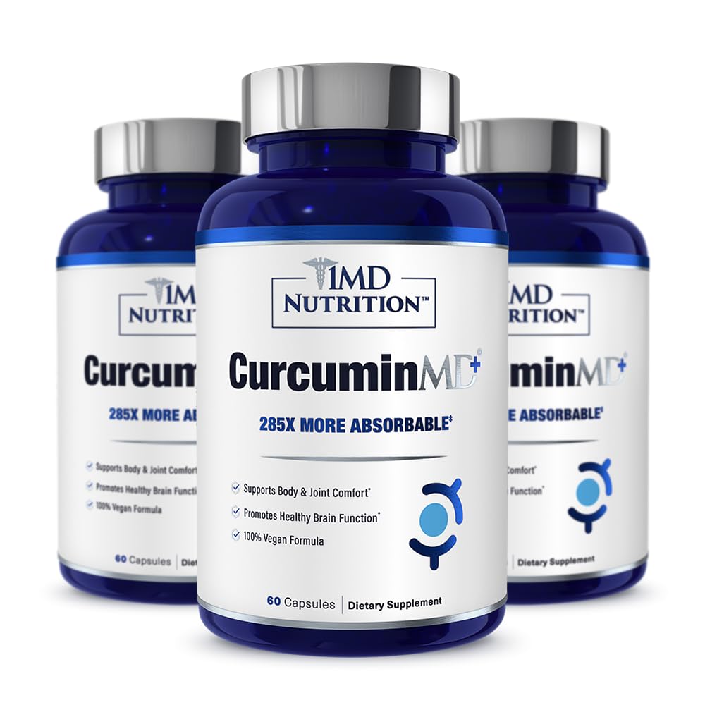 1MD CurcuminMD Plus bottle front showing turmeric-based supplement for potential joint support