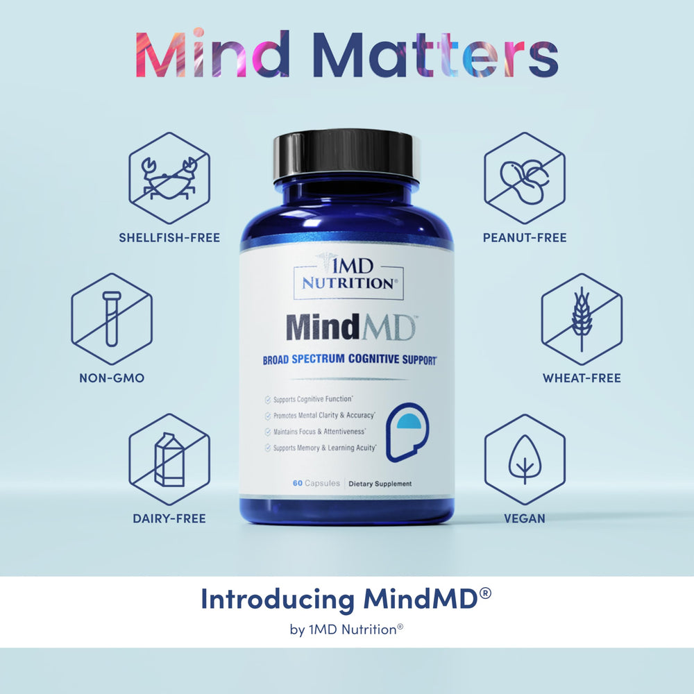 MindMD capsules close-up suggests easy daily use for busy routines