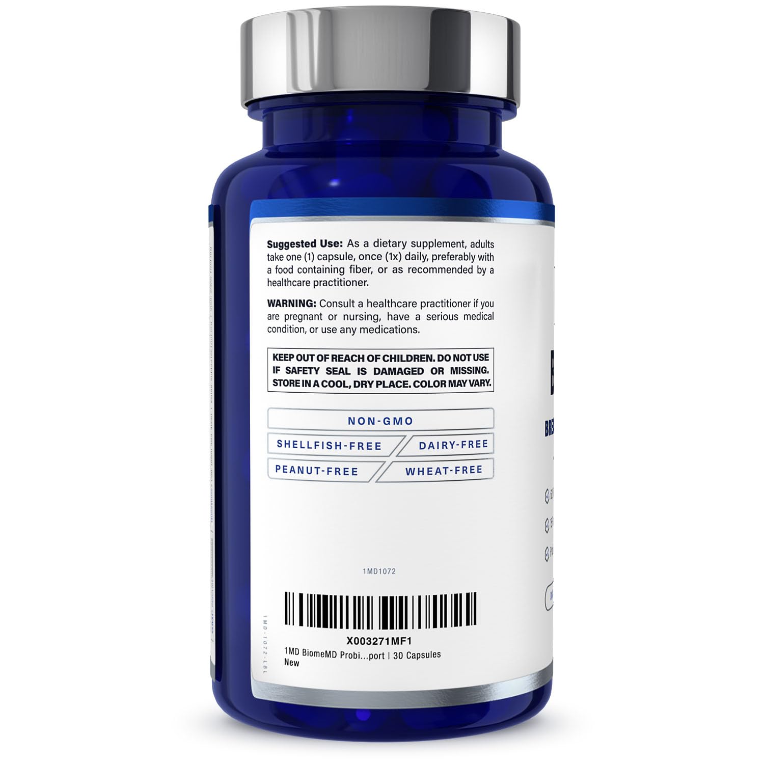 1MD Nutrition BiomeMD Probiotics capsules with calendar convey consistent daily habit.