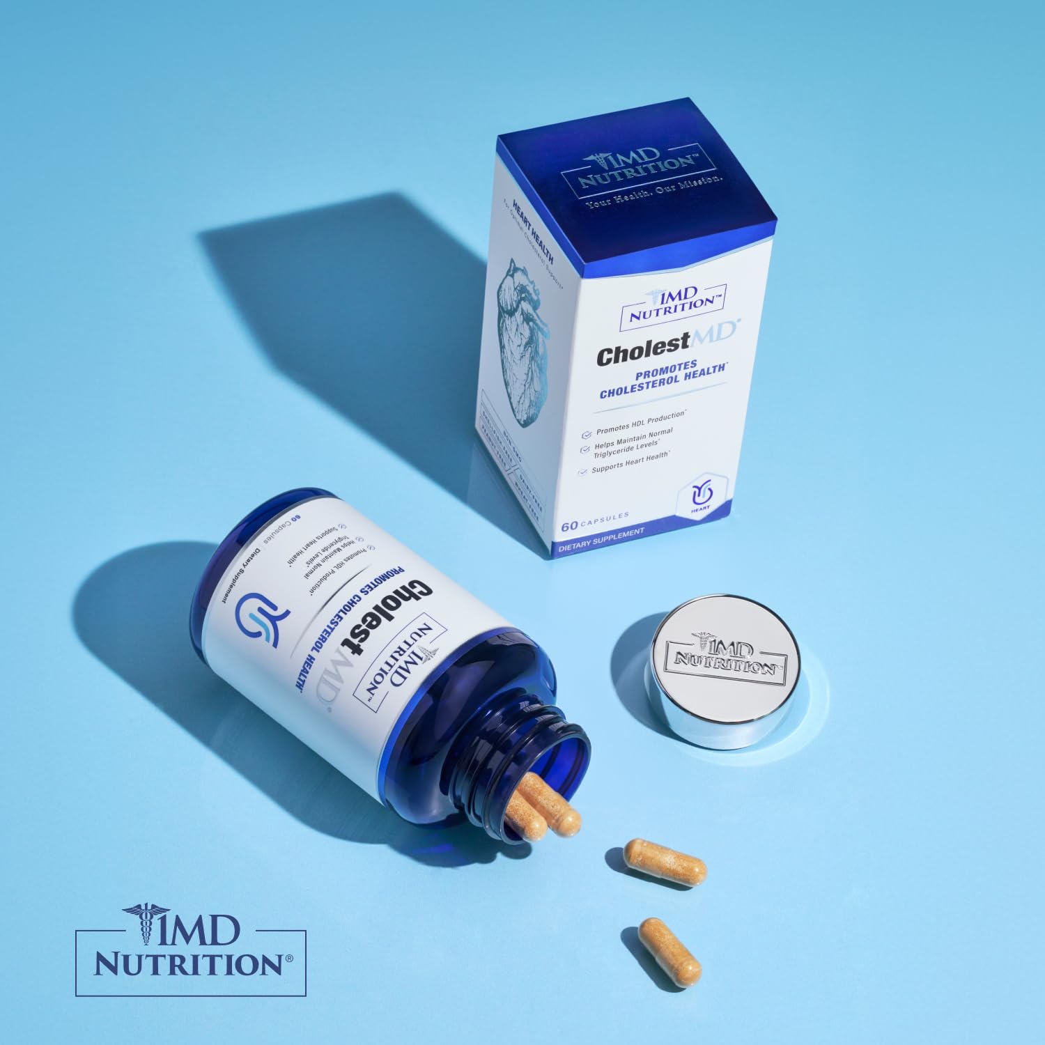 1MD CholestMD bottle label front illustrating product details for easy routine