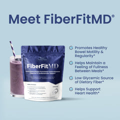 1MD FiberFitMD powder in measuring scoop for daily fiber intake.