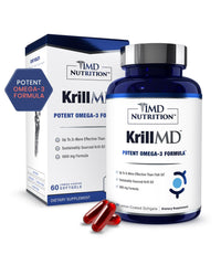 1MD KrillMD bottle with Antarctic krill oil for omega-3 support