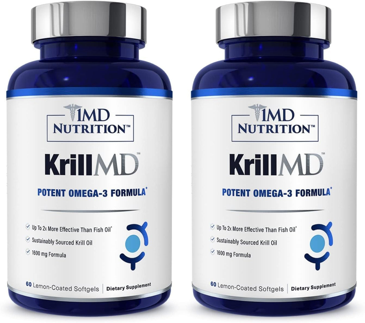 1MD KrillMD bottle front with Antarctic krill oil for daily omega-3 support