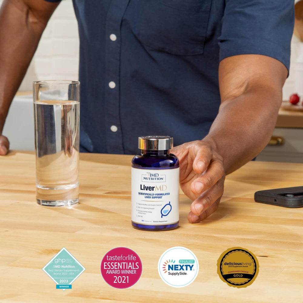 1MD Nutrition LiverMD ingredients chart highlighting key components.