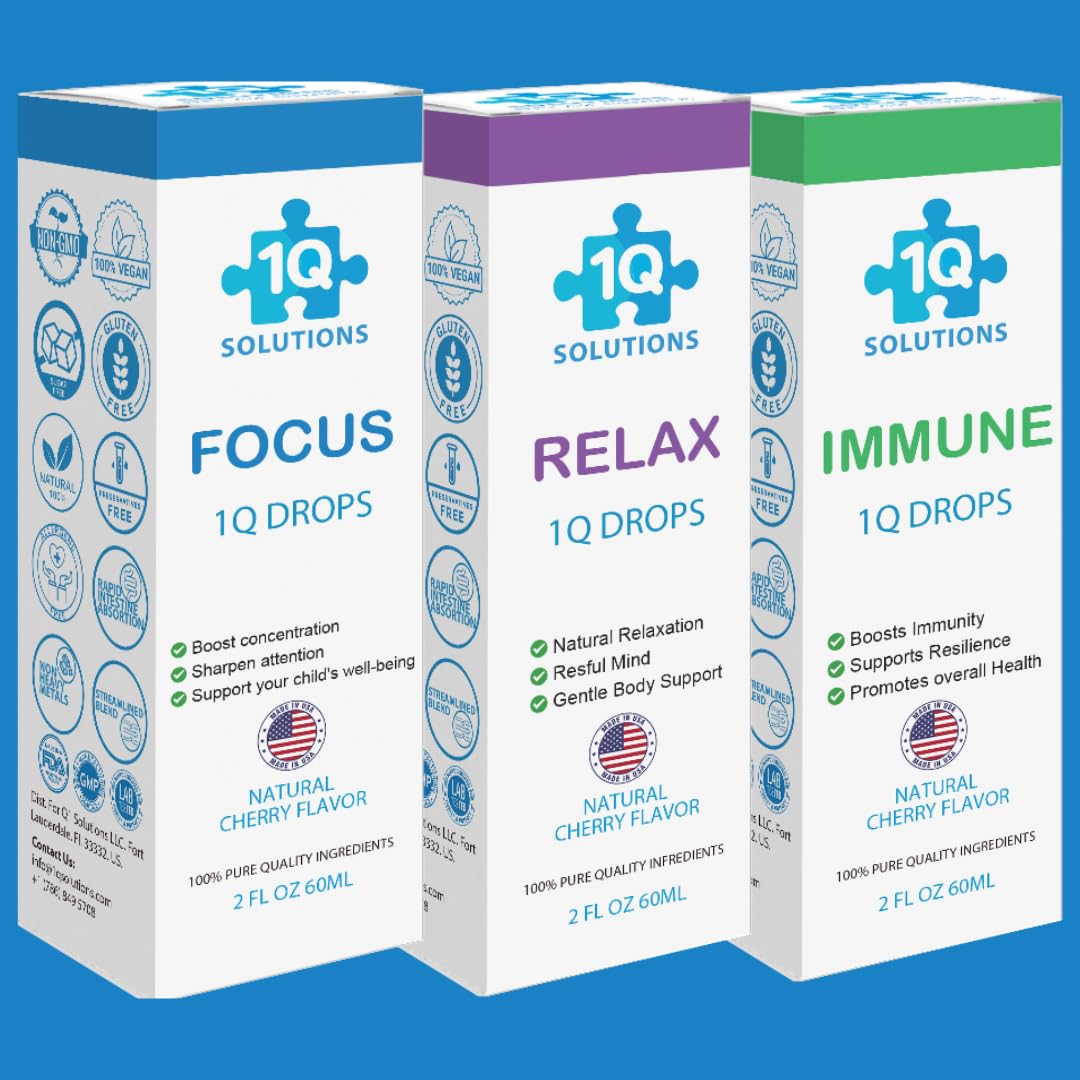 1Q Solutions Kit focus bottle pour aids concentration with a kid-friendly taste