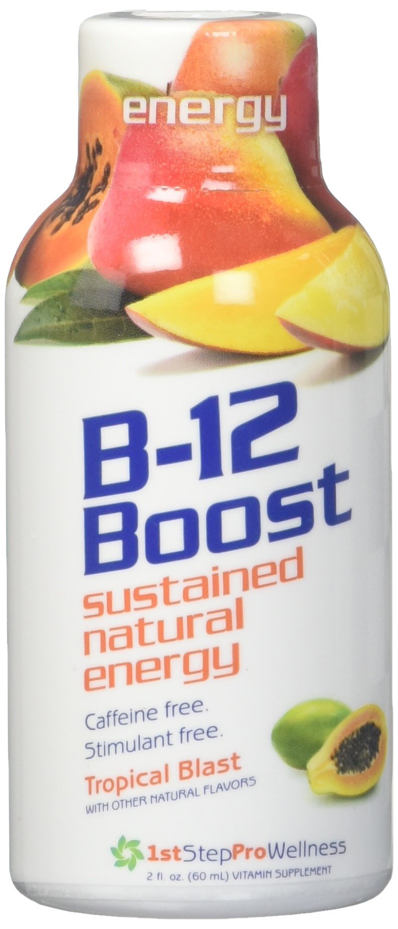 1st Step for Energy B-12 Shot Tropical Blast bottle for caffeine-free energy boost
