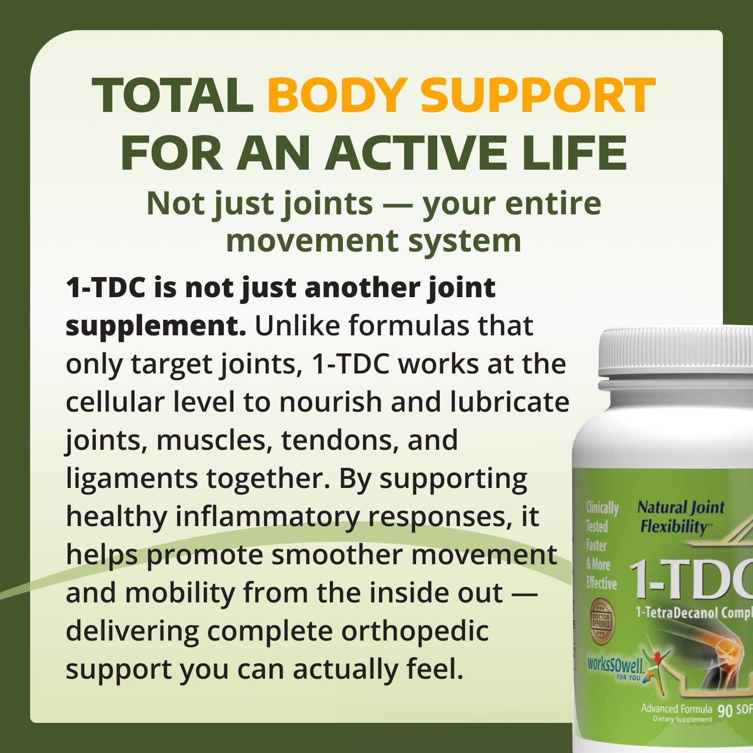 1-TDC joint-flexibility visual shows improved range and daily mobility.