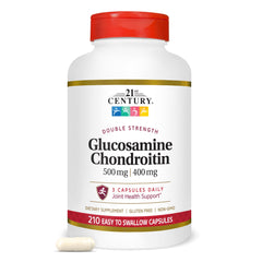 21st Century Glucosamine Chondroitin bottle displaying 500/400mg strength for joint support