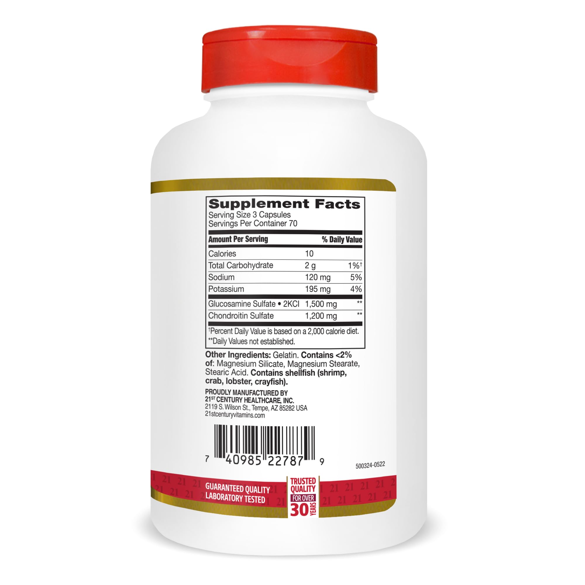 21st Century Glucosamine Chondroitin bottle beside running shoes for daily mobility