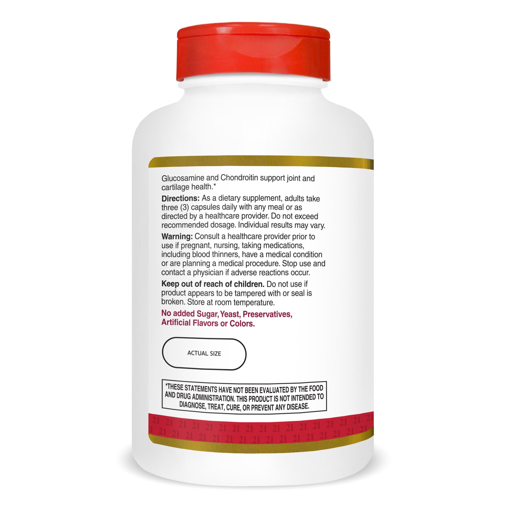 21st Century Glucosamine Chondroitin seal showing gluten-free and non-GMO status
