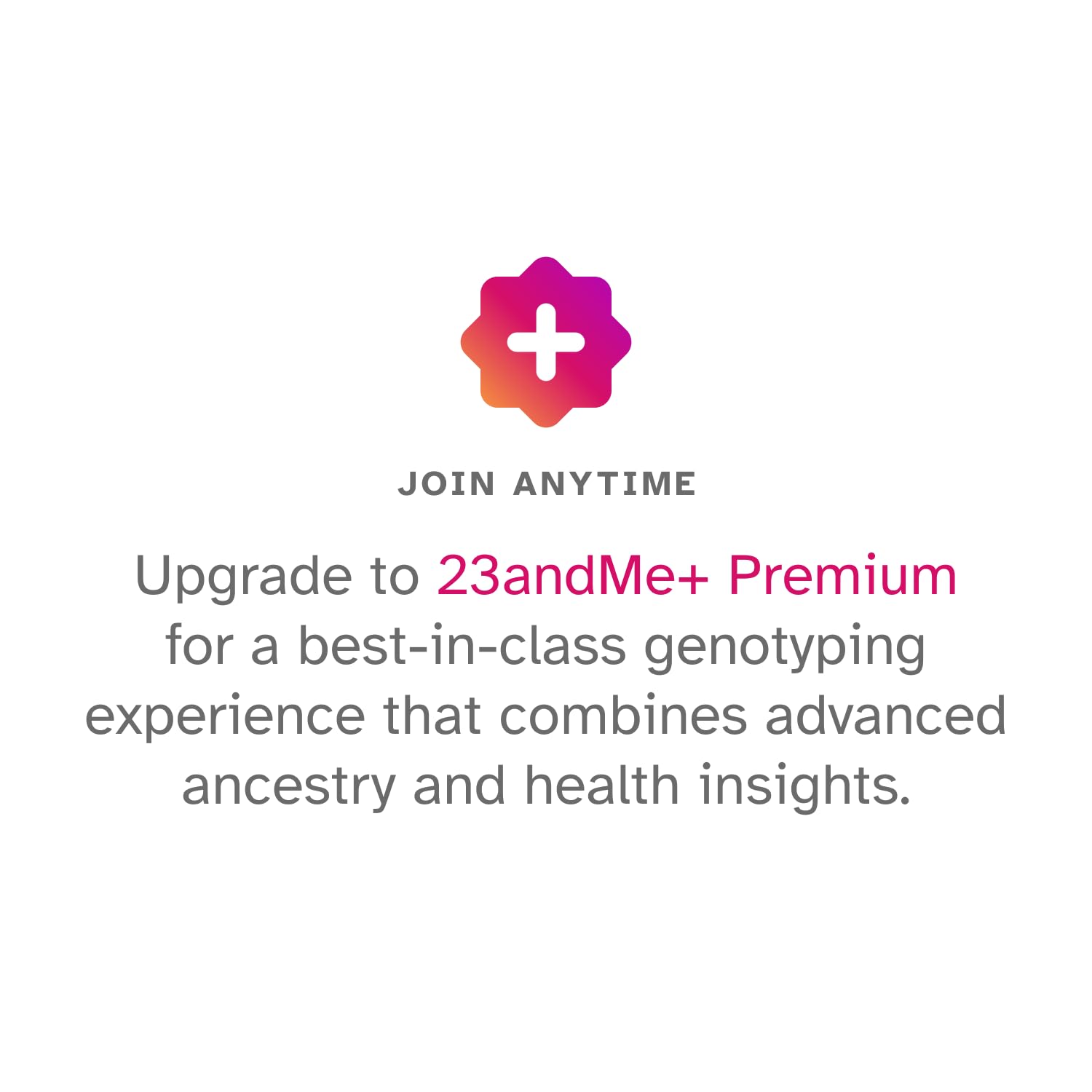 23andMe ancestry service dashboard for origins