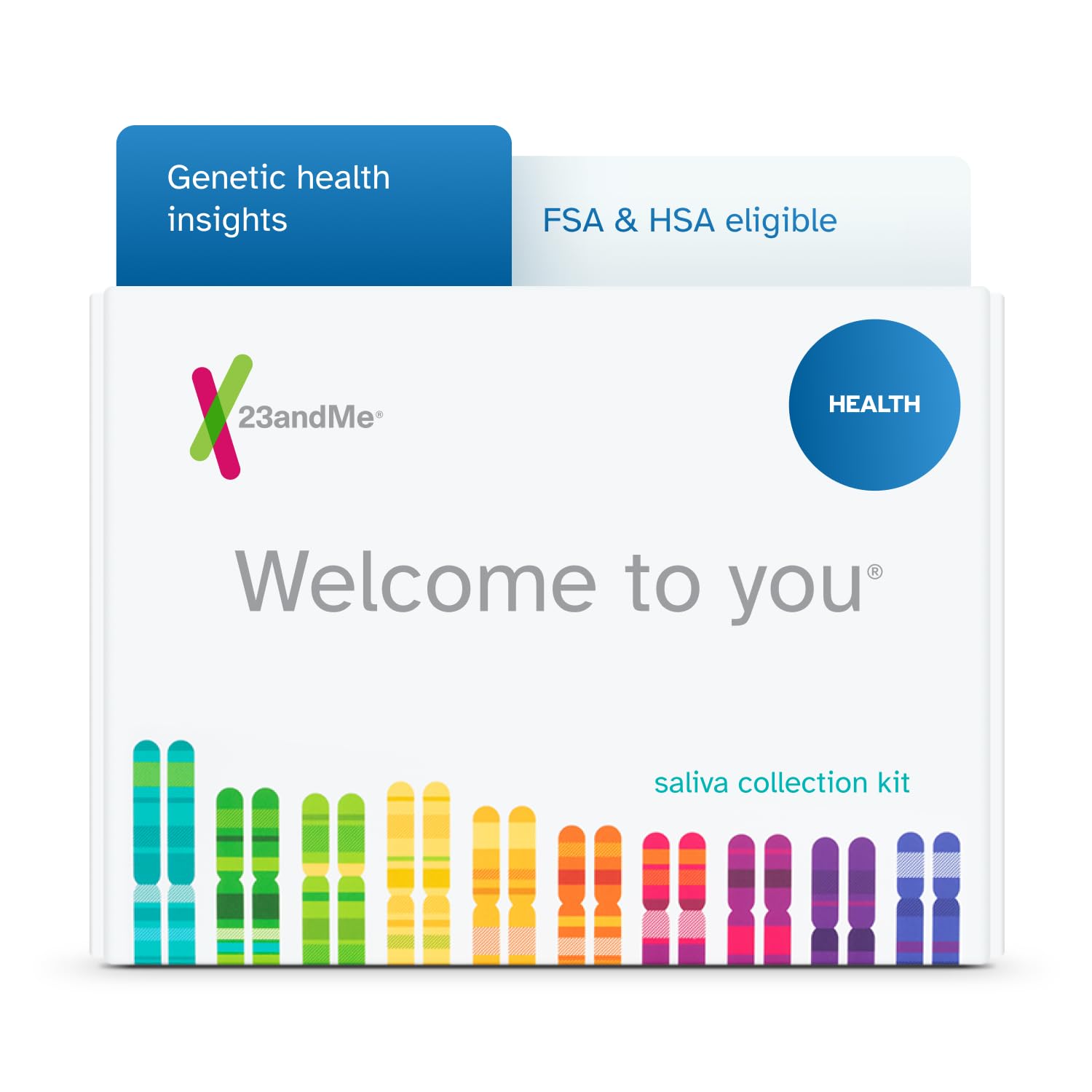 23andMe health-only kit with at-home saliva collection for personalized health reports.