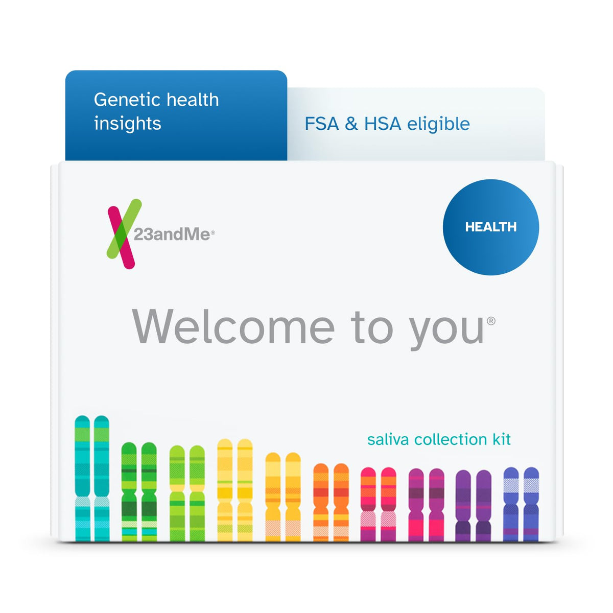 23andMe health-only kit with at-home saliva collection for personalized health reports.