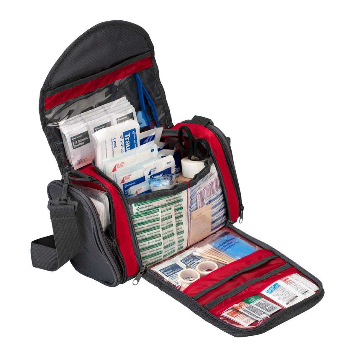 24/7 First Aid Coaches Kit bag open with contents ready for quick access.