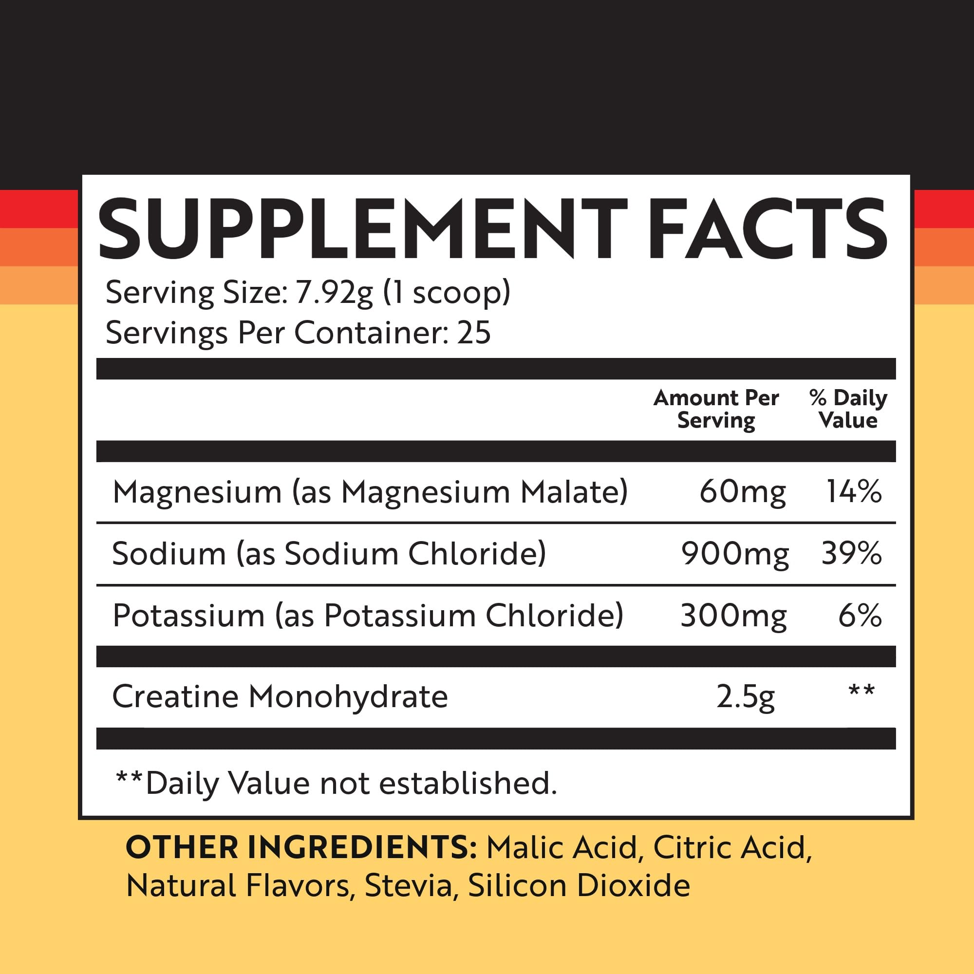 Scoop of 25/8 electrolytes creatine powder ready for mixing