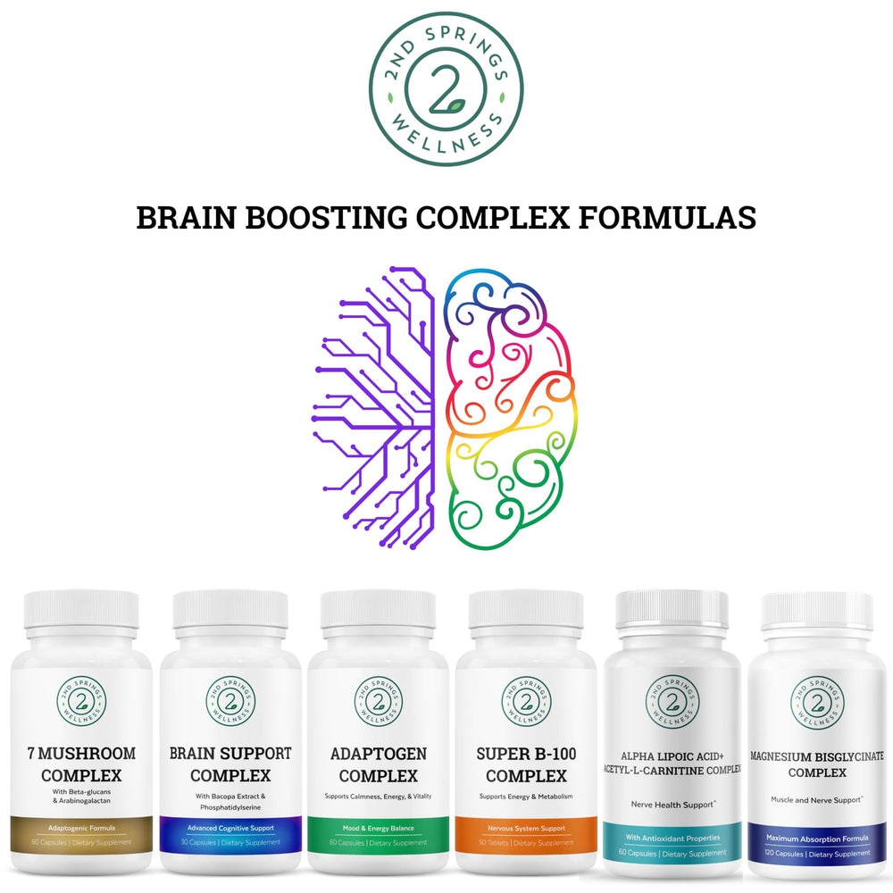 2nd Springs Brain Support Complex on a desk suggests study-ready cognitive support.