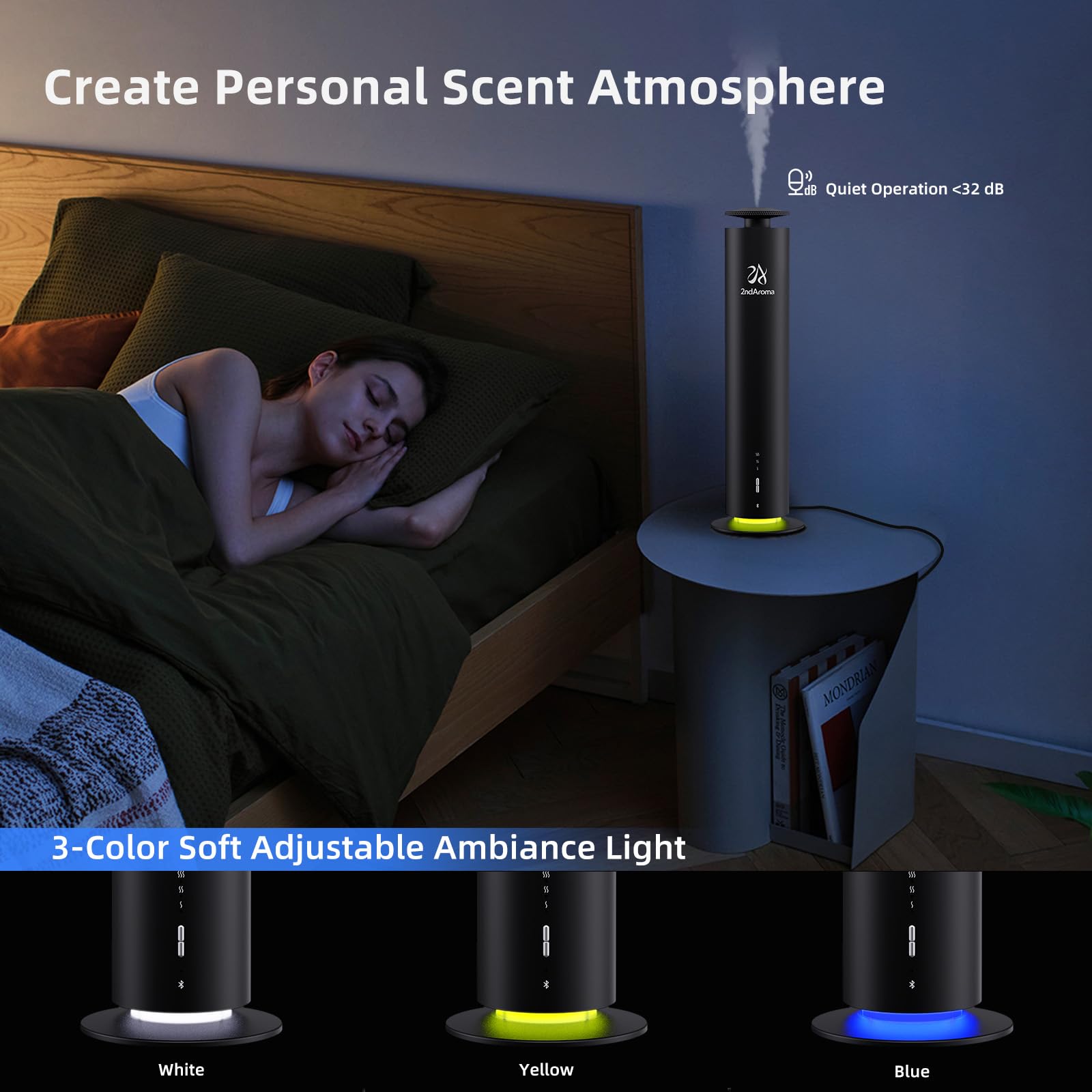 2ndAroma app-controlled waterless diffuser for convenient scheduling and control