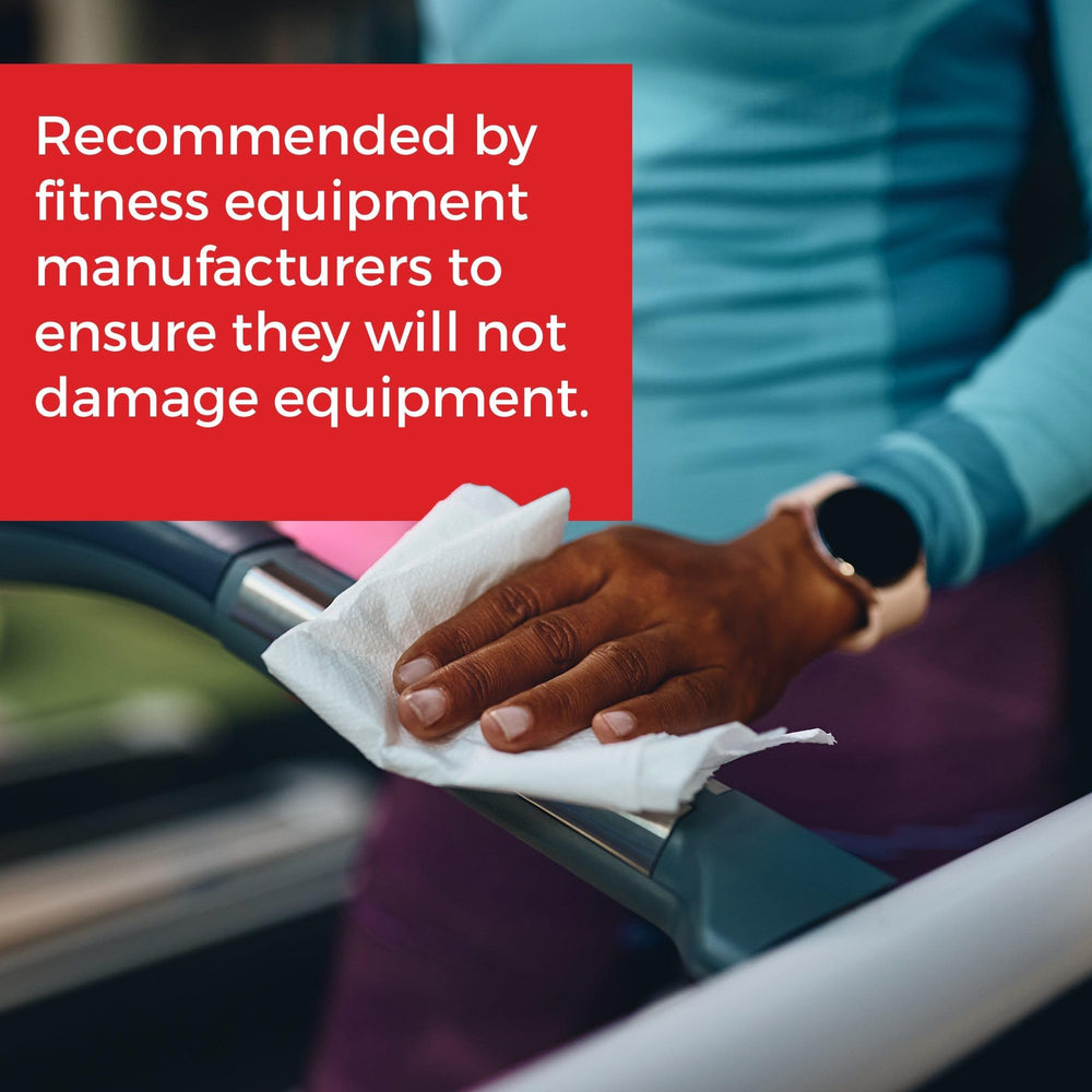 2XL GymWipes low-residue formula reduces streaks after use.