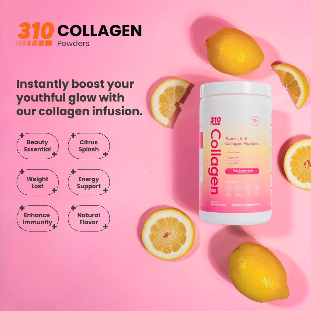 310 Nutrition Collagen powder dissolving into water for easy daily use.