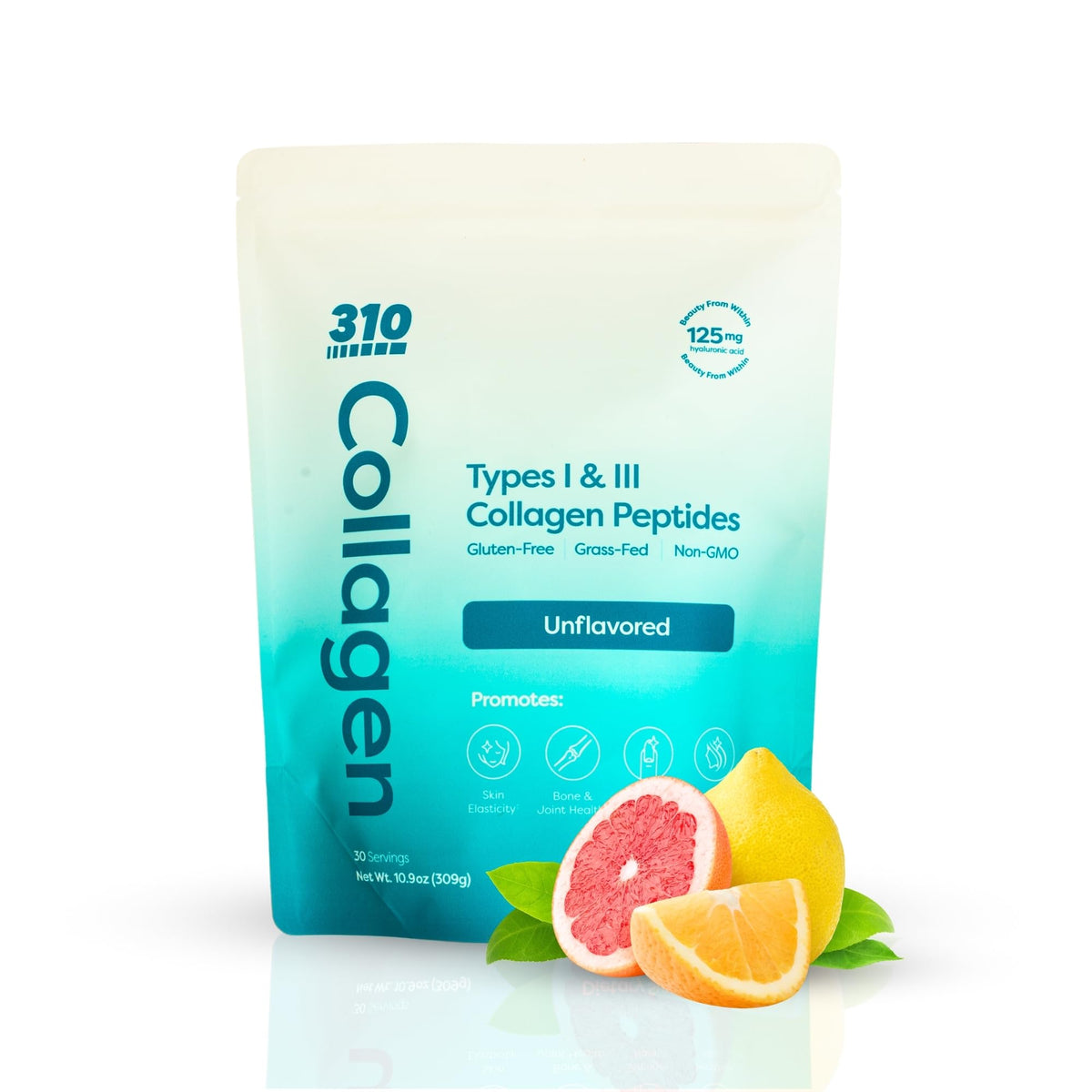 310 Nutrition hydrolyzed collagen powder bottle supports skin and joints