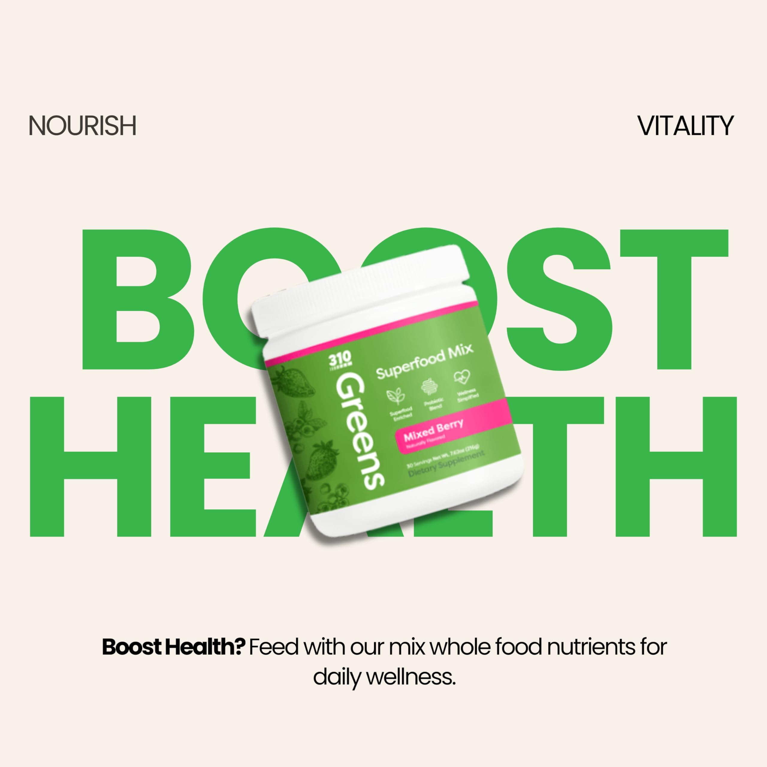310 Nutrition greens powder ingredients spirulina chlorella for antioxidants