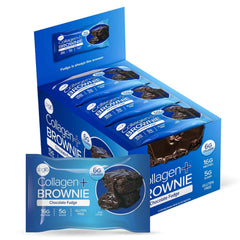 321glo collagen brownie chocolate fudge slice, rich flavor with protein boost.