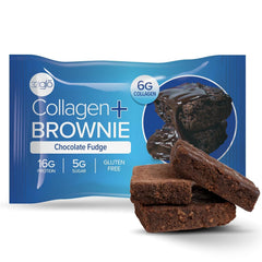 321glo collagen brownie gluten-free pack shot, a convenient gluten-free snack option.