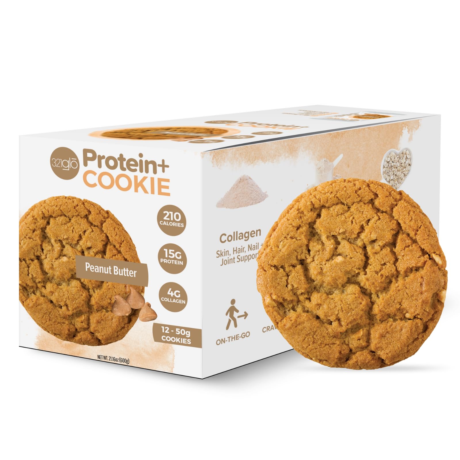 321glo Protein+ Cookies in hand for grab-and-go snack during workouts.