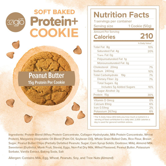 321glo Protein+ Cookies soft texture close-up shows chewy, bakery-like bite.