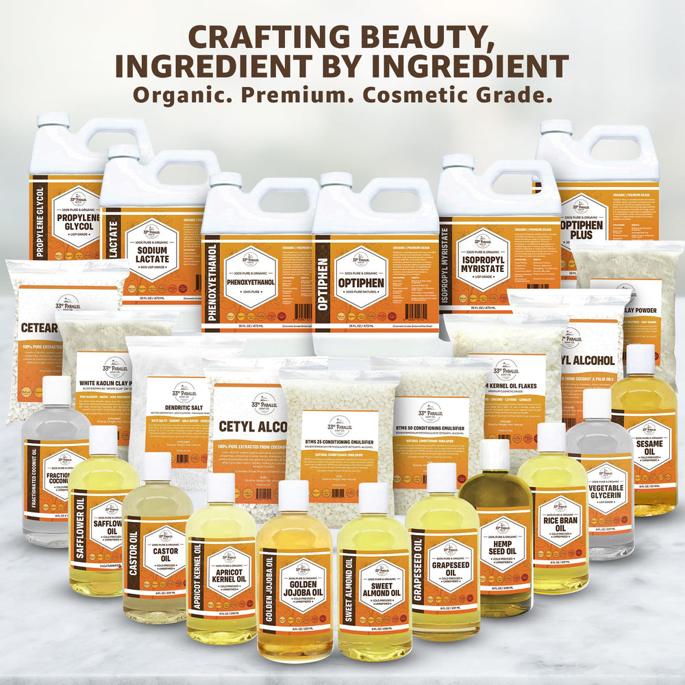 Clear liquid ensures smooth mixing in lotions and cleansers from 33rd Parallel.