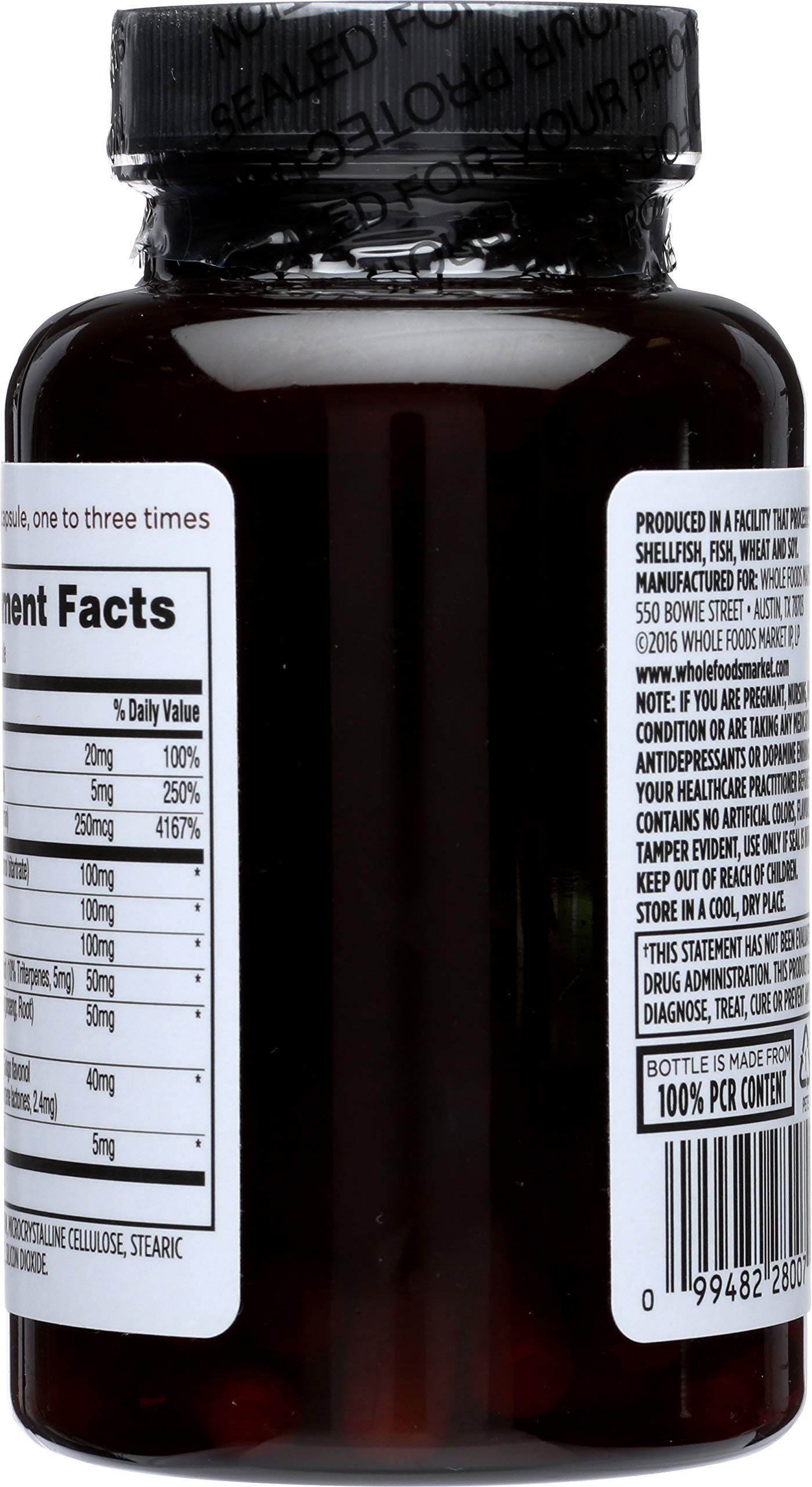 365 by Whole Foods Market Asian ginseng and gotu kola capsules, natural balance.