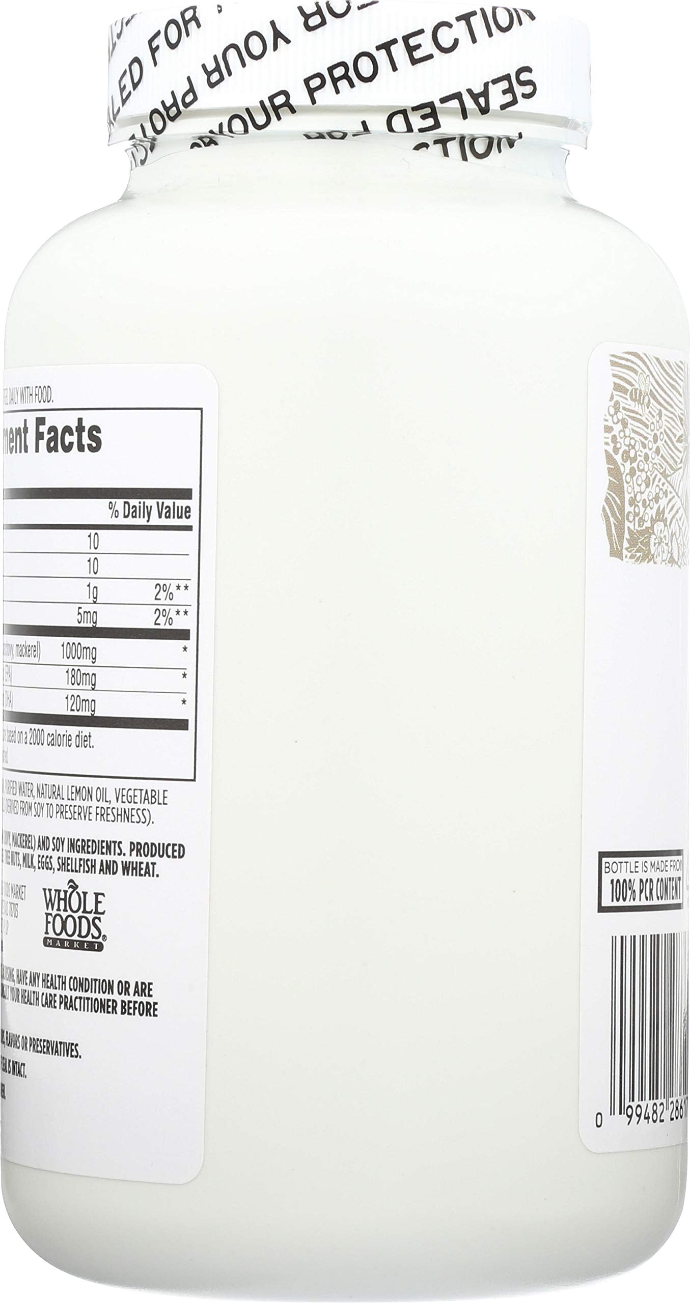 365 by Whole Foods Market Omega-3 Lemon bottle pour showcases convenient dosing.