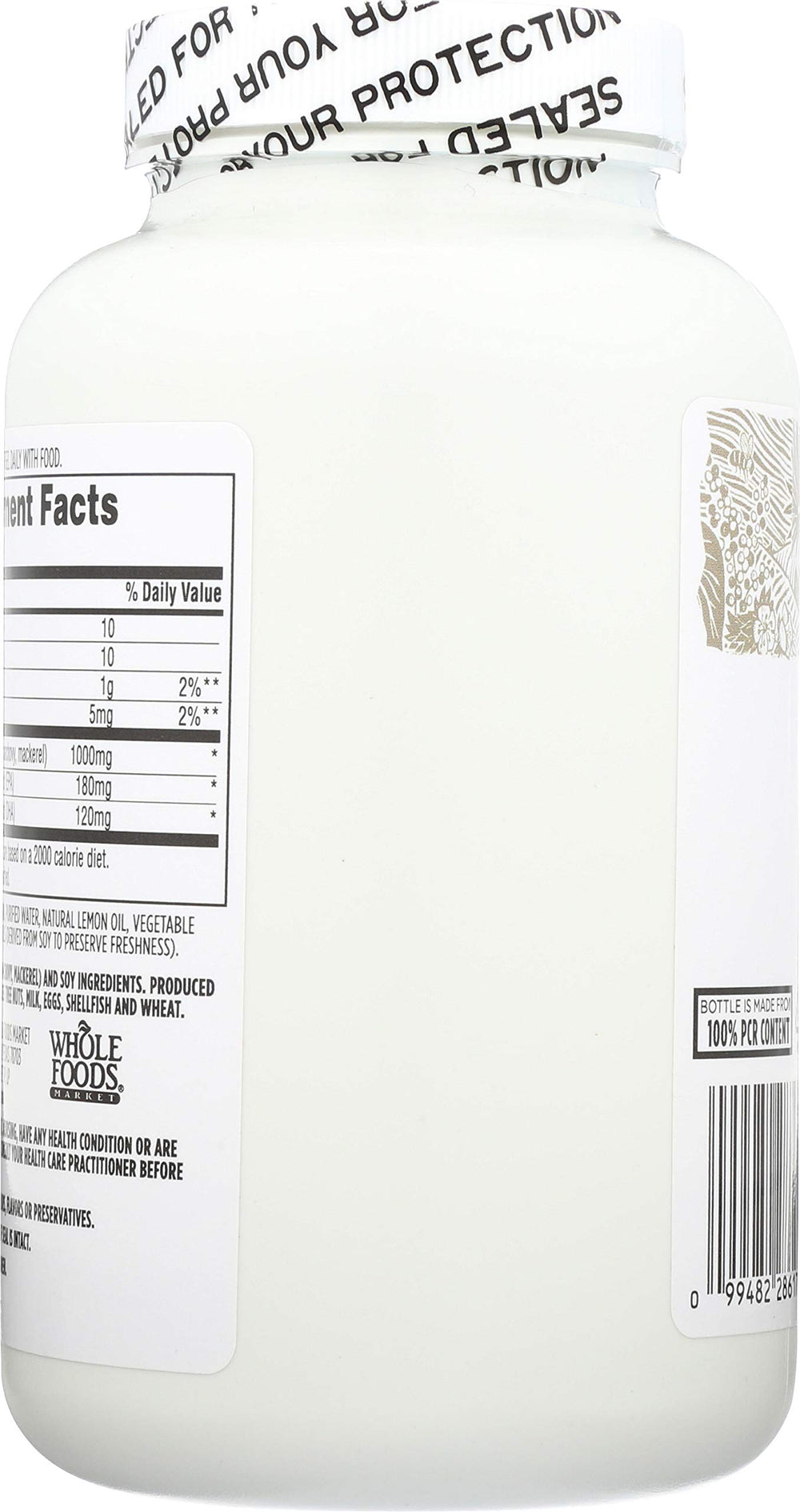 365 by Whole Foods Market Omega-3 Lemon bottle pour showcases convenient dosing.