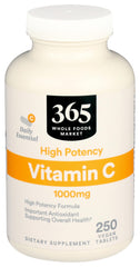 365 by Whole Foods Market Vitamin C 1000mg bottle front for antioxidant support