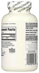 Label close-up on 365 Vitamin C 1000mg for clear vegan info