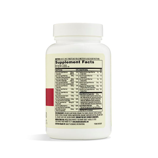 365 by Whole Foods Market women's multivitamin 40+ label highlights clean ingredients for better absorption.