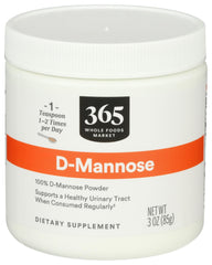 365 D-Manose powder bottle front, vegan-certified daily supplement