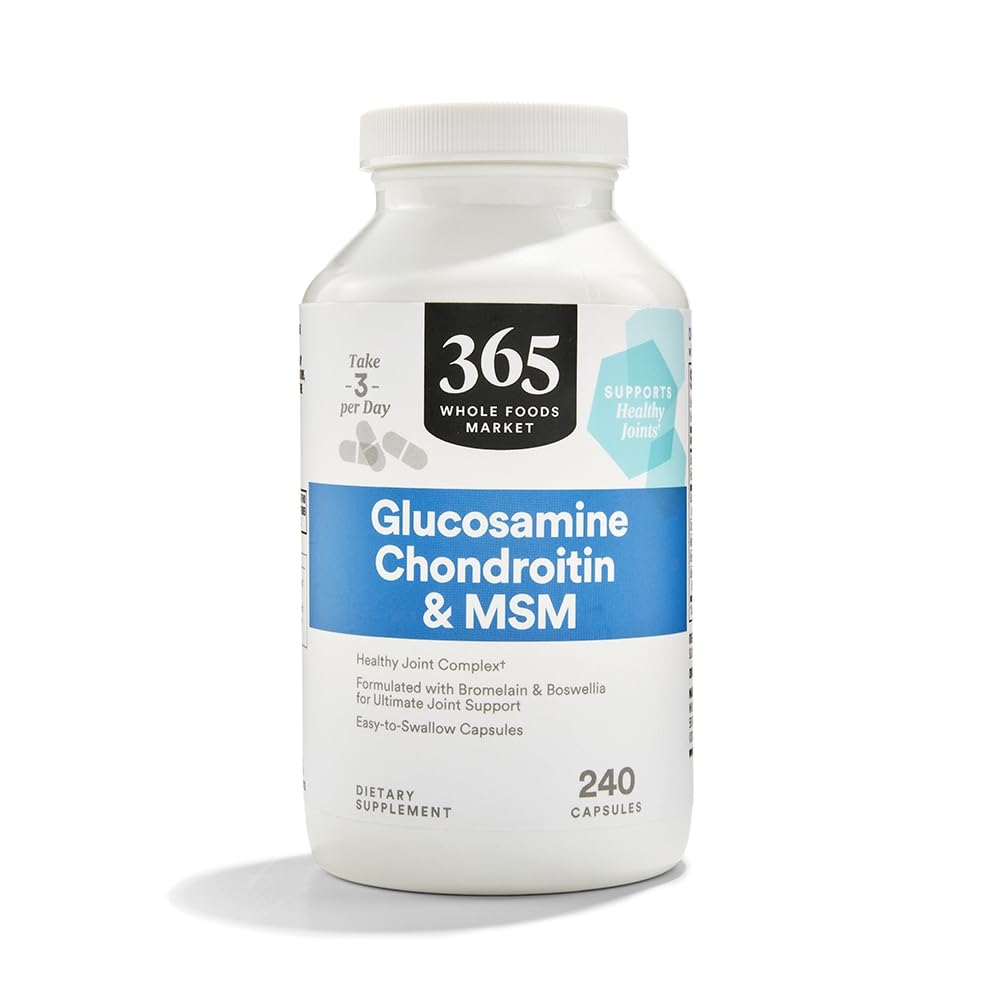 365 by Whole Foods Market glucosamine chondroitin and MSM bottle front showing joint support formula