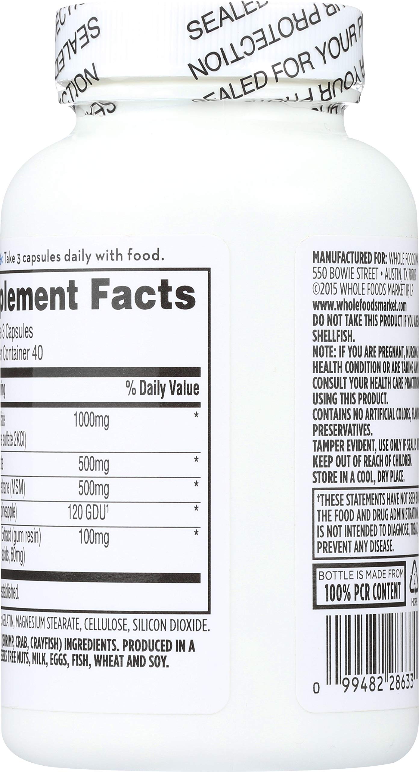 365 glucosamine chondroitin msm bottle on shelf suggests trusted, affordable wellness options.