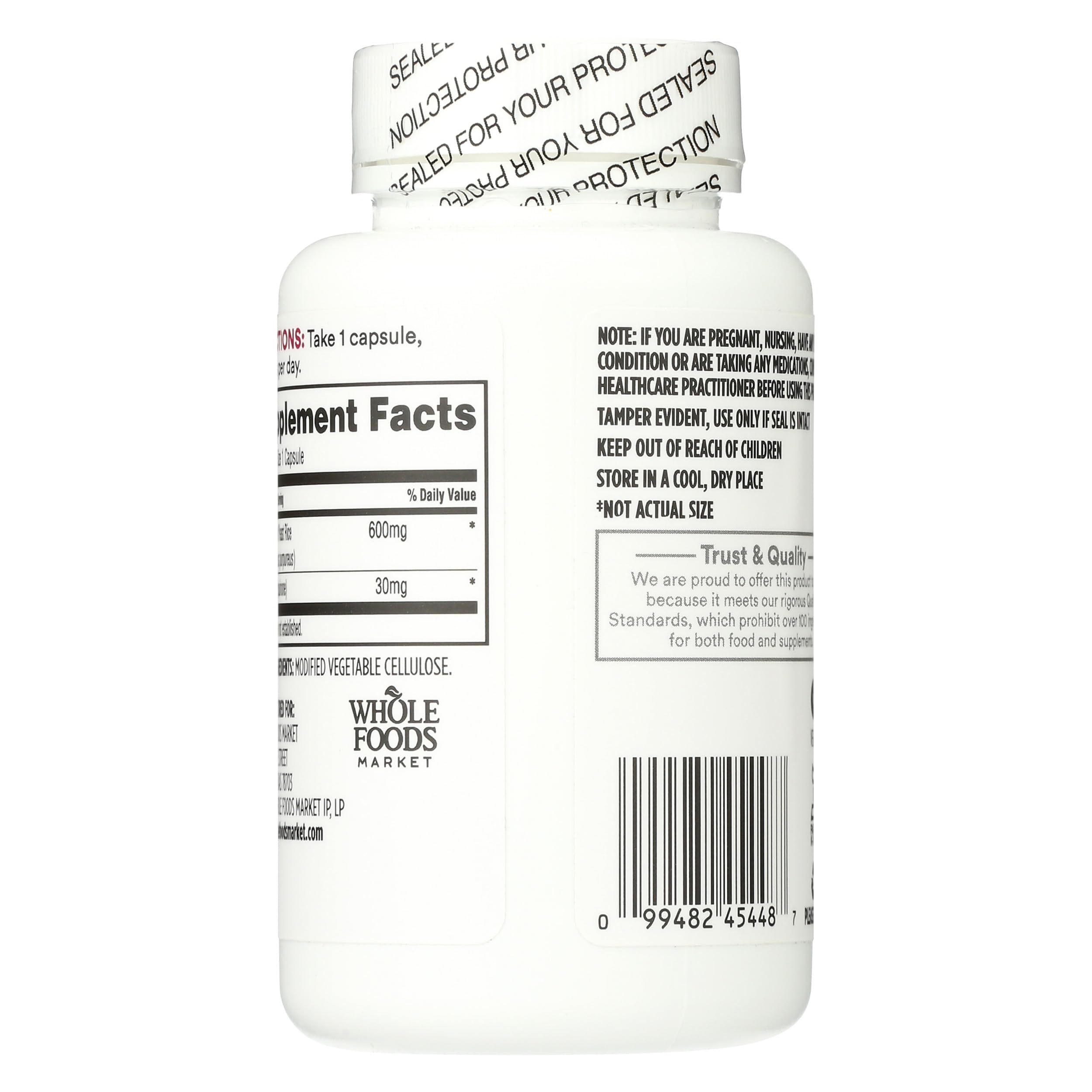 Closeup of 365 Red Yeast Rice with CoQ10 capsules for daily use.