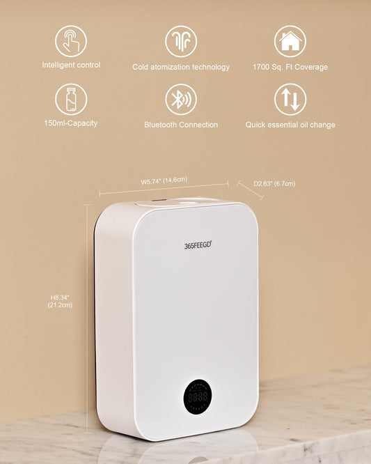 365FEEGD diffuser app control enables scheduling for seamless aromatherapy.