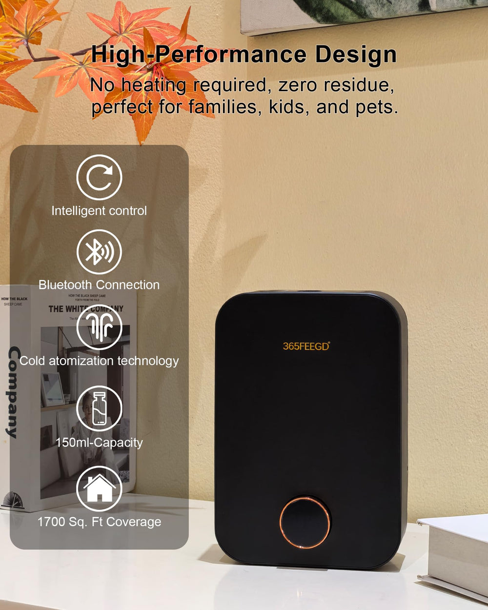 365FEEGD Home Diffuser LED control panel for easy manual or app control.